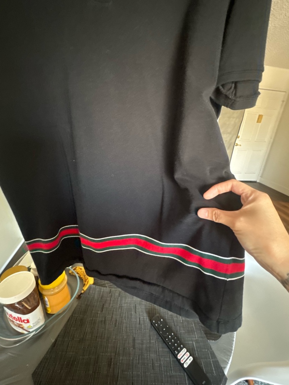 Gucci Black Polo with Red and Green Hem Stripes - Picture 5 of 5
